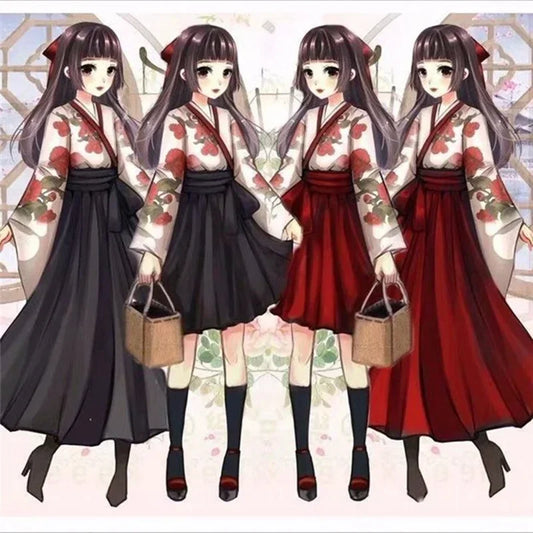Kimono Sakura chica estilo japonés estampado Floral vestido Vintage mujer Camelia Oriental amor disfraz Haori Yukata ropa asiática